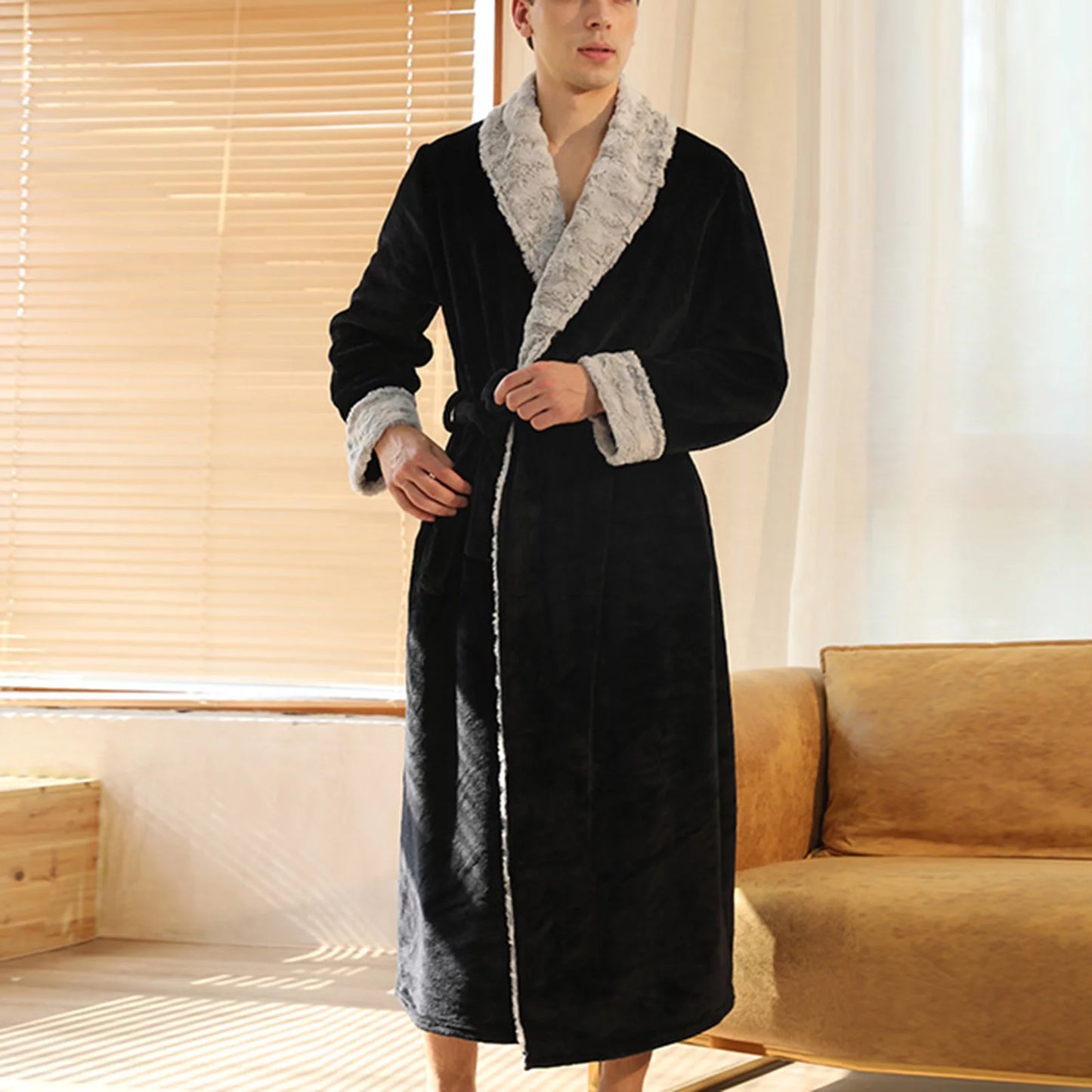 Miqool Women'S Soft Plush Fleece Shawl Collar Kimono Bathrobe, Full Length Long Winter Warm Flannel Lounge Spa Robes House Coat Pajamas Loungewear with Pockets