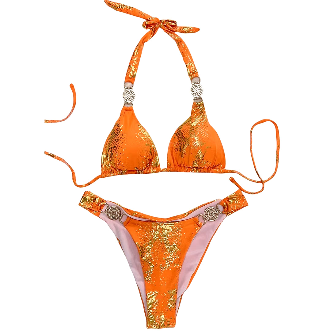 Sexy Halter Scrunch Butt Brazilian Bikini Female Swimsuit Women Swimwear Two-Pieces Bikini Set Bather Bathing Suit Swim V4897P